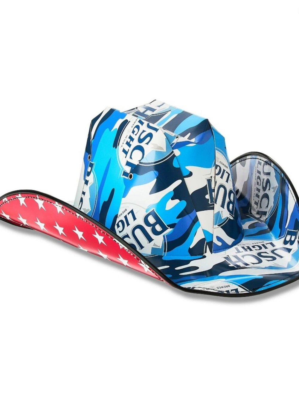 Busch Light Blue Camo Cowboy Hat with Red Star Brim